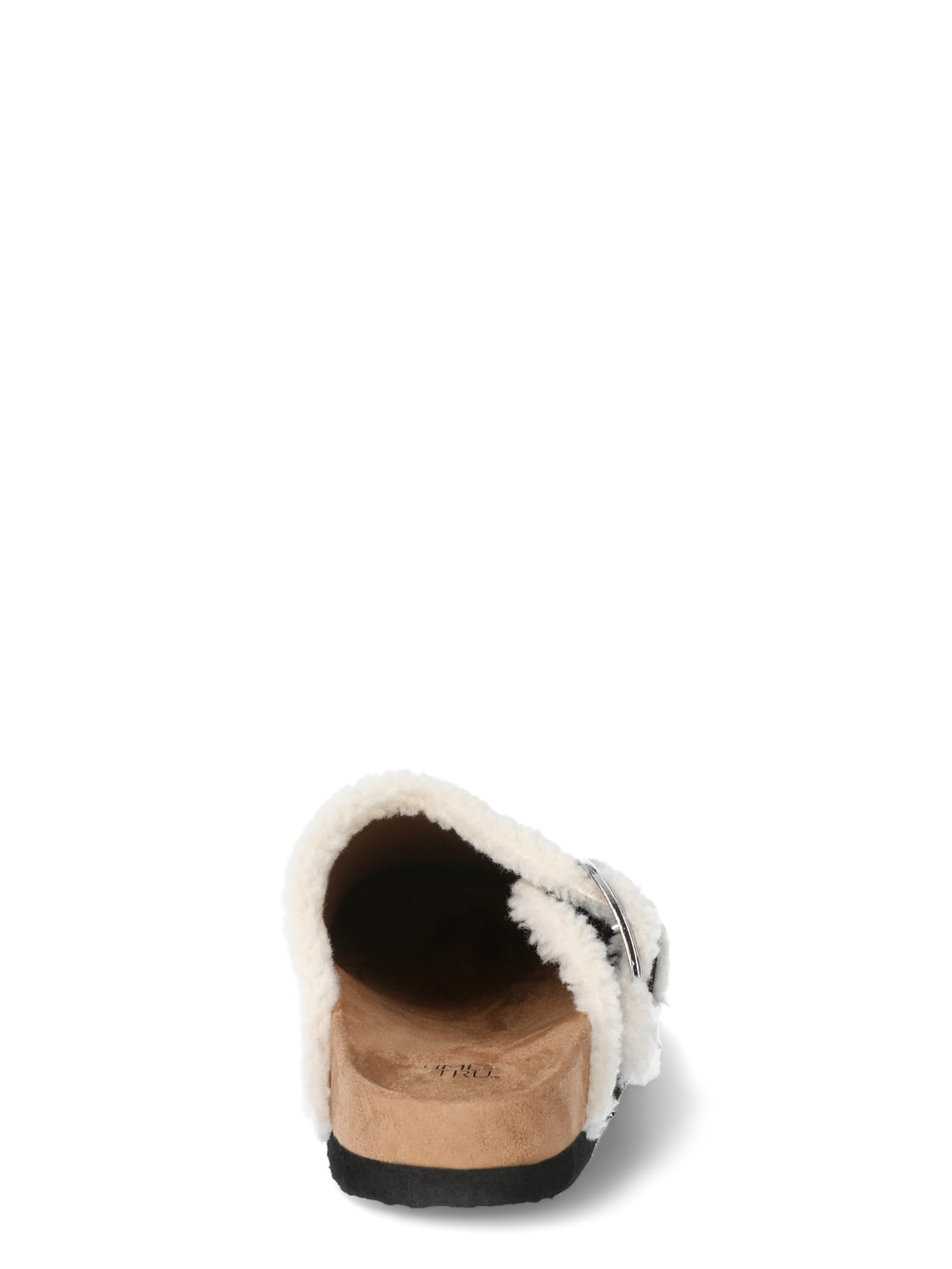 Time and Tru Women's Faux Shearling Cozy Buckle Clogs, Sizes 6-11