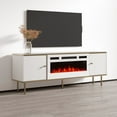 thumbnail image 2 of Camelia WH-EF Fireplace TV Stand for TVs up to 70", Mid-Century Modern Matte 63" Entertainment Center, Electric Fireplace TV Media Console with Storage Cabinets, 2 of 6
