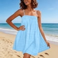 thumbnail image 2 of Eawtki Women's Square Neck Spaghetti Strap Mini Dress Pleated Flowy Design Lightweight Dress For Summer Beach Vacation Pool Parties, 2 of 6