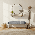 thumbnail image 3 of LR Home Bryan 47" Blue/White Plaid Upholstered Accent Bench, 3 of 7