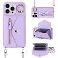 thumbnail image 3 of for iPhone 13 Pro Max Case Wallet with Strap for Women,Crossbody Lanyard,Zipper Pocket,Credit Card Holder,Ring Stand,RFID Blocking Phone Wallet Case for iPhone 13 Pro Max (6.7",Purple), 3 of 16