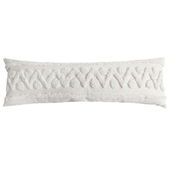 OOKWE Bohemian Macrame Tufted Tassel Long Throw Pillow Case Blue Beige Textured Fringe Tribal Decorative Cushion Cover for Sofa Couch Bedroom