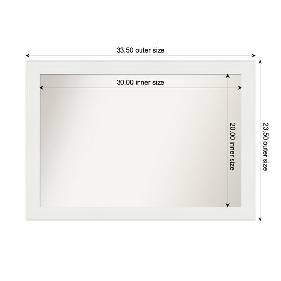 Amanti Art Custom Wall and Bathroom Mirror (23.5 x 33.5 in.), Vanity White Narrow Frame