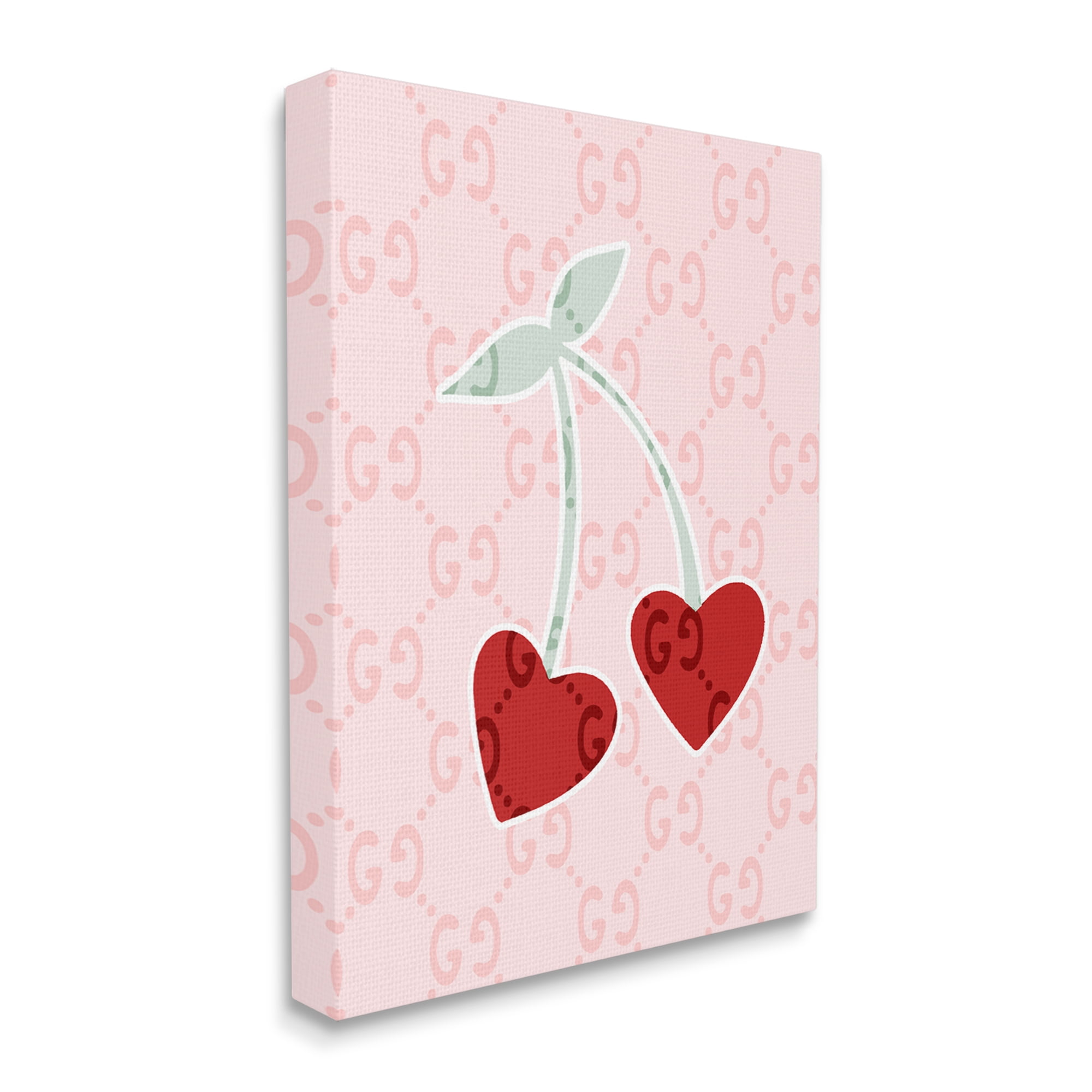 Stupell Industries Heart Cherry Pattern Food & Beverage Painting Gallery Wrapped Canvas Print Wall Art, 24 x 30
