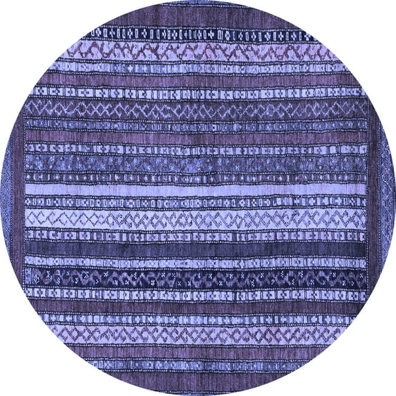 Ahgly Company Indoor Round Abstract Blue Modern Area Rugs, 4' Round
