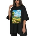 thumbnail image 4 of Plus Size Shirt for Women Oversized Black Tops for Women Short Sleeves Shirt for Women Sunny Day T Shirt Crewneck Shirt for Women M, 4 of 5