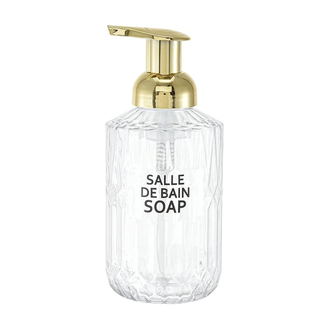 Foam Soap Dispenser for Bathroom with Press Pump Clear Plastic Bottle 6.77 in x 4.69 in 1 Pack
