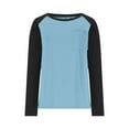 thumbnail image 3 of FNFHFY Shirts for Women Baseball Style Raglan Sleeve Tops Trendy Color Block T-shirt Loose Fit Crewneck Shirt, 3 of 6