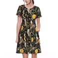 thumbnail image 1 of Balery Owls And Plants Vestidos sueltos de manga corta para mujer, vestidos de verano 2025, vestidos casuales de corte A con vuelo., 1 of 6