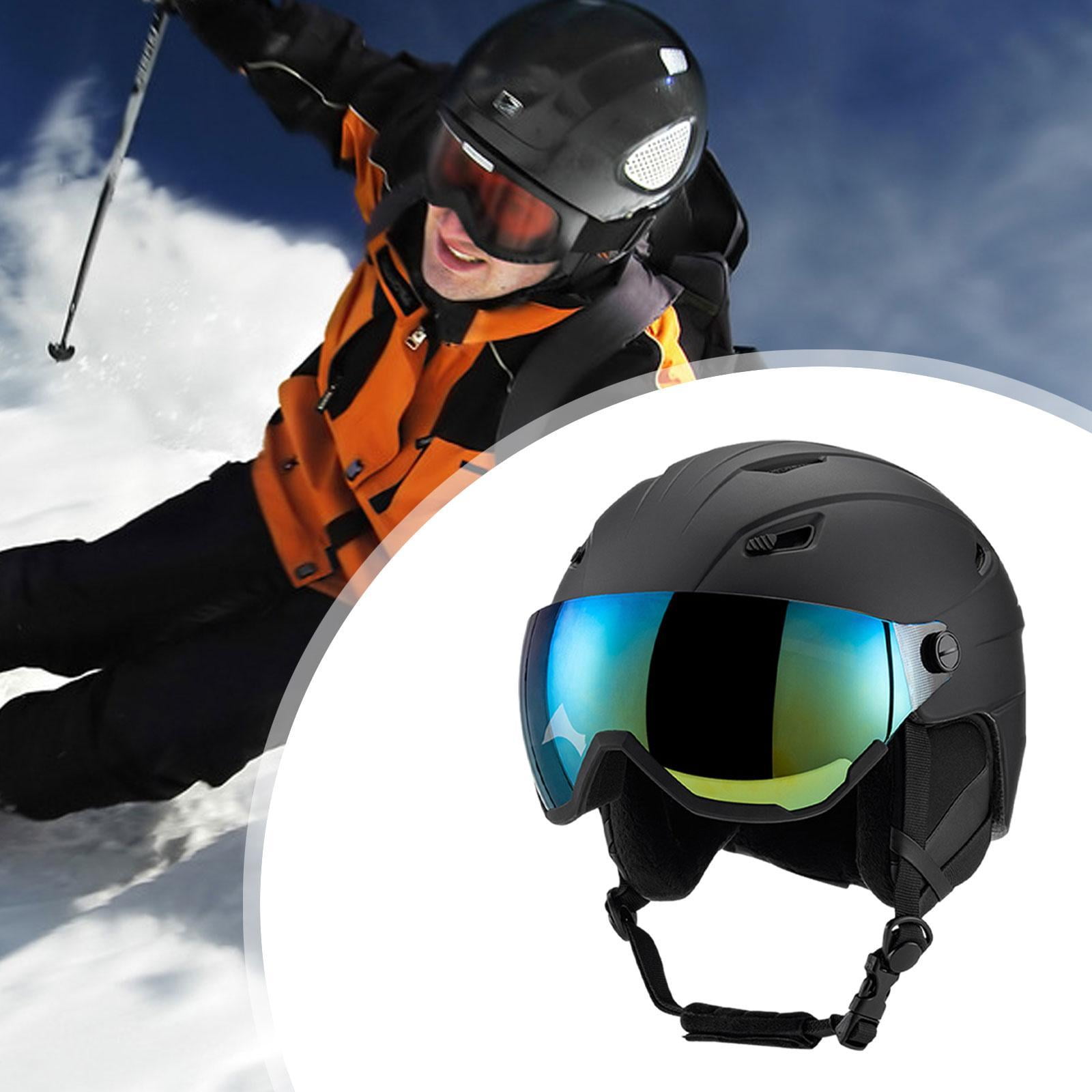 figatia Skiing Helmet Warm Protectived Glasses with Jaw Pad Snow Ski Helmet for Cold Black 51 to 54cm