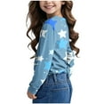 thumbnail image 4 of CHEEREAM Girls Long Sleeve T Shirts Kids Fall Tops Star Print Crewneck Basic Tees 3-14Years, 4 of 8