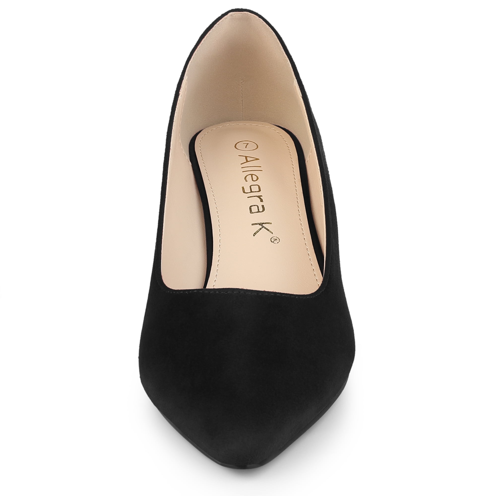 Unique Bargains Women s Pointed Toe Slip on Wedge Heel Pumps Black Size 7 Walmart