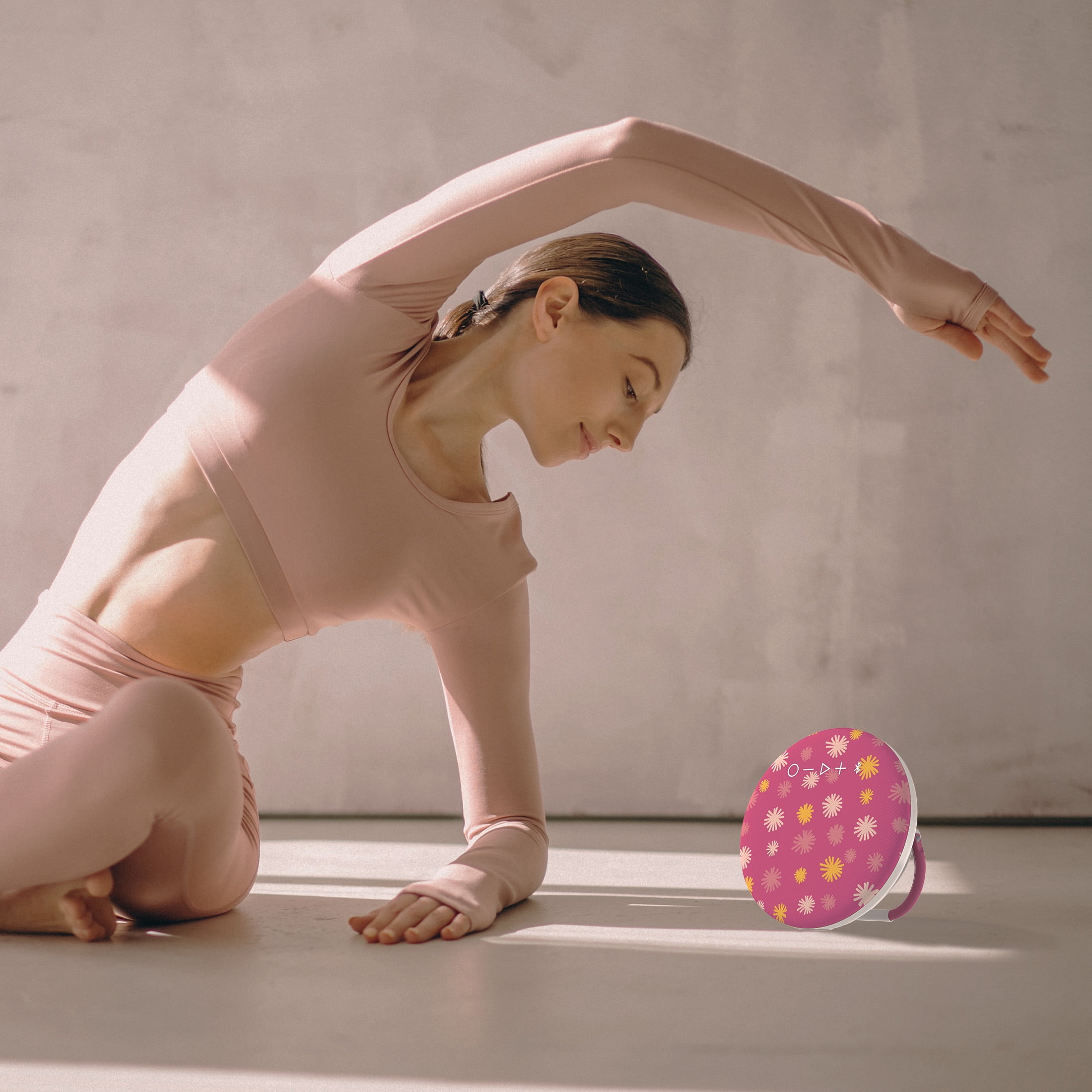 onn. Portable Bluetooth Speaker | IPX4 Water Resistant | Round Wireless Speaker, Pink Spark