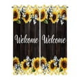 thumbnail image 2 of nqOlkjepod Outdoor Curtains for Patio Waterproof, Yellow Sunflower Outdoor Privacy Panels Grommet, Plaid Black Bows Plank Country Blackout Outside Curtains for Porch/Cabana 54"x108", 2 Panels, 2 of 8