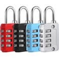 thumbnail image 1 of 4 Pcs 4-Digit Code Padlock, Small Locker Locker Suitcase Code Padlock Zinc Alloy for Indoor and Outdoor Travel Luggage (Silver Black Blue Red), 1 of 7