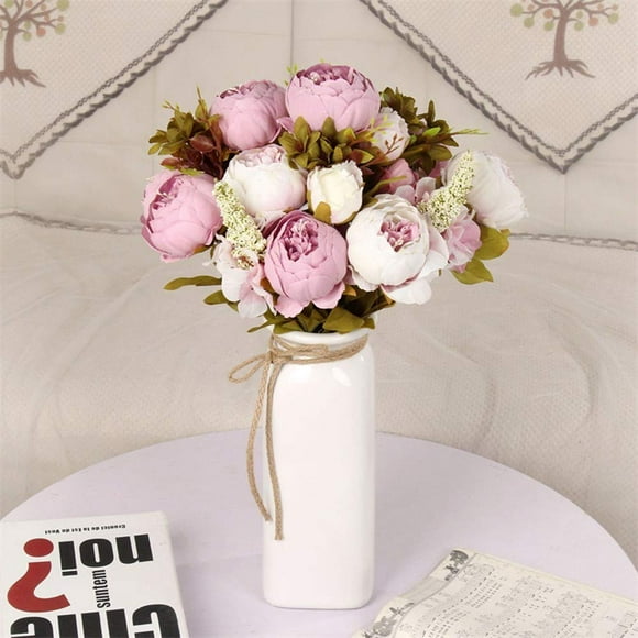 Fule 2 Pack Large Artificial Peony Silk Flower Bouquets Arrangement Wedding Centerpieces (Light Purple)