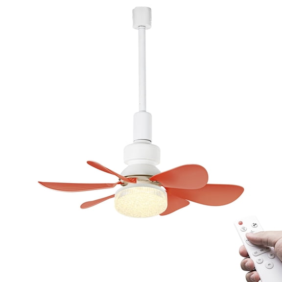 KAYYELAMP Crystal Shade J-Type Track Lighting/Fan Remote Dimmable Adjusted Wind Power Red Fan Blade Modern Design For Living Room Bedroom Kitchen Indoor Plants