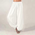 thumbnail image 3 of Plus Size Women Harem Pants Casual Long Pant Solid Color Loose Baggy Yoga Pants Ladies Women Leisure Cotton Linen Trousers, 3 of 5