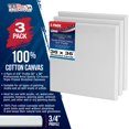thumbnail image 2 of U.S. Art Supply 36 x 36 inch Stretched Canvas 12-Ounce Triple Primed, 3-Pack - Professional Artist Quality White Blank 3/4" Profile, 100% Cotton, Heavy-Weight Gesso - Acrylic Pouring, Oil Painting, 2 of 6