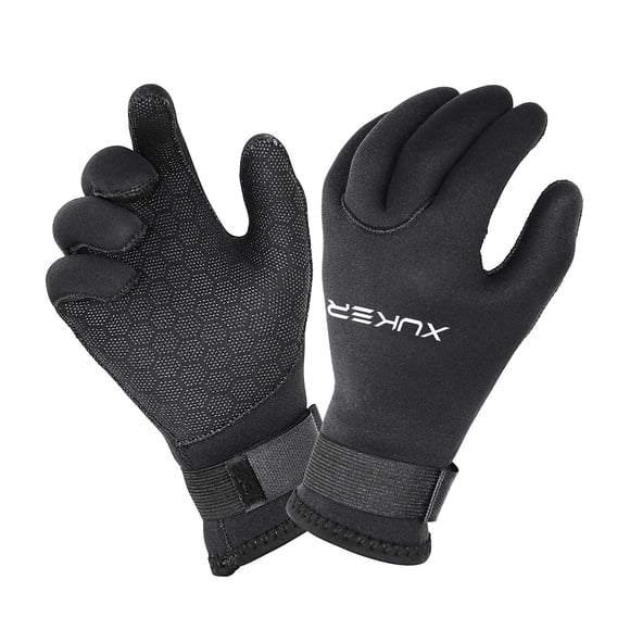 Xuker Guantes De Agua De Neopreno De 3 Mm Y 5 Mm, Traje De Neopreno Cálido Con Cinco Dedos, Guantes De Invierno Para Buceo, Snorkel, Remo, Surf, Kayak, Canoa, Pesca Submarina, Esquí (3 Mm-Negro L)