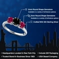 thumbnail image 2 of Gem Stone King 925 Sterling Silver Black Diamond and Red Created Ruby Engagement Ring for Women | 2.25 Cttw | Round 6MM | Gemstone April Birthstone | Size 7, 2 of 6
