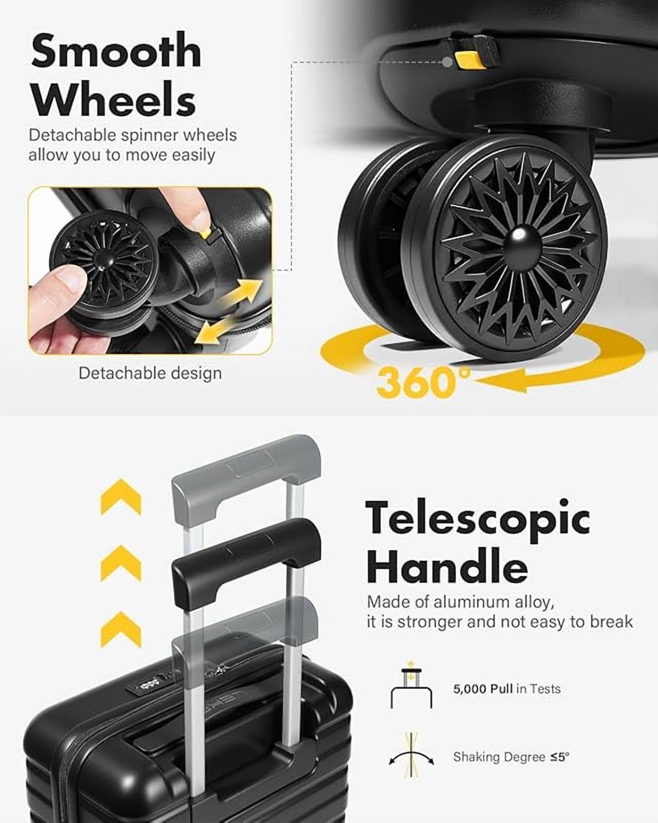 16 Inch Carry On Luggage Airline Approved, Hard Shell Suitcase with TSA Lock, Lightweight Spinner Wheels Durable ABS Compact Carry-On for Travel Weekend Trips Men Women