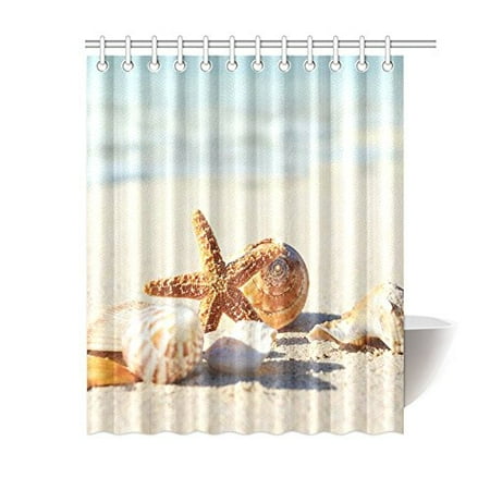 Gckg Tropical Island Sandy Beach Shower Curtain Seashell