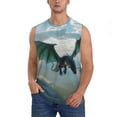 thumbnail image 2 of Lsque Cloud Sky Green Dragon Print Men's Cotton Blend Sleeveless Muscle Shirts (S-3XL)- Moisture Wicking, Odor Protection, UPF 30+,Large, 2 of 8