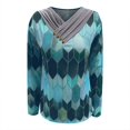 thumbnail image 3 of Women Tie-dye Printed Embroidery Collar Long Sleeve Pullover Blouse Tops, 3 of 4