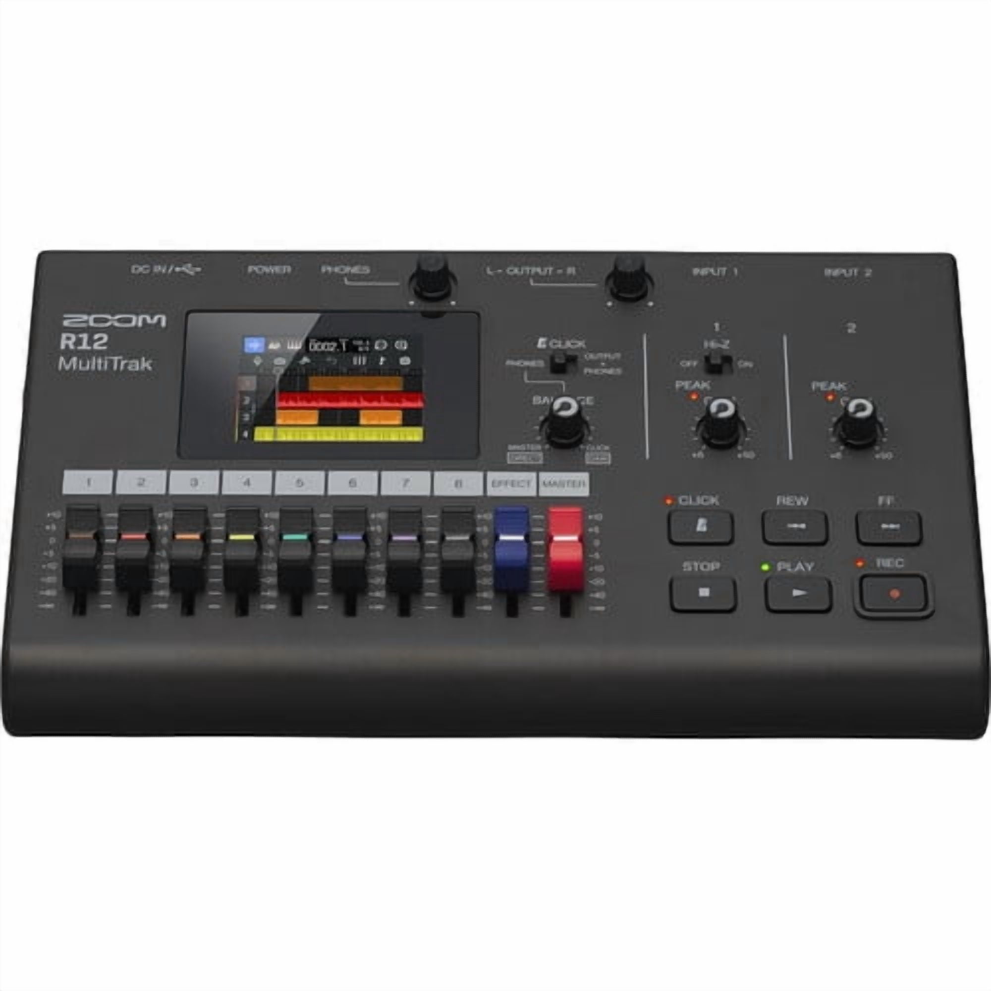 ZOOM Digital Multitrack Recorder (R12) + Audio-Technica ATH-M20x Professional Studio Monitor Headphones, Black (AUD ATHM20X) + Xpix Balanced Interconnect, 1/4 inch TRS to Same, 15 ft + More