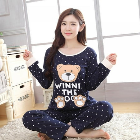 

Women Pajamas Cute Cartoon Sleepwear Comfy Long Sleeve Household Clothing Sweet Female Loose Sleepwear