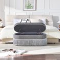 thumbnail image 1 of Oval Tapizado Almacenamiento Otomano con Fringe Trim & Lift-Top Tapa - 39 "L x 16" W x 17" H, 1 of 5