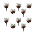 thumbnail image 2 of Christmas Pine Cone Simulation Berry Artificial Stem Pendant Mini PVC Home Decor DIY 10pcs Snowy Picks, 2 of 6