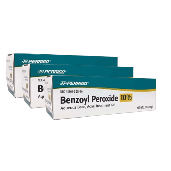 Perrigo 10 % Benzoyl Peroxide Acne Treatment Gel 2.1 oz (Pack of 3)