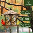 thumbnail image 6 of Kingsyard Hopper Metal Wild Bird Feeder for Outdoor Hanging with 4 Perches Waterproof Roof, Bronze, 6 of 7
