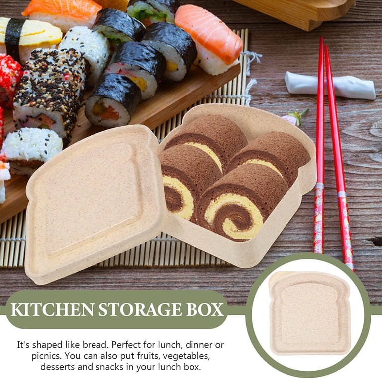 LEORX 2Pcs Picnic Sandwich Container Bamboo Fiber Food Storage for