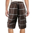 thumbnail image 2 of Men's Plaid Checkered Multi Pocket Elastic Waist Lightweight Casual Cargo Shorts (22 Brown/White/Black, 2XL), 2 of 3