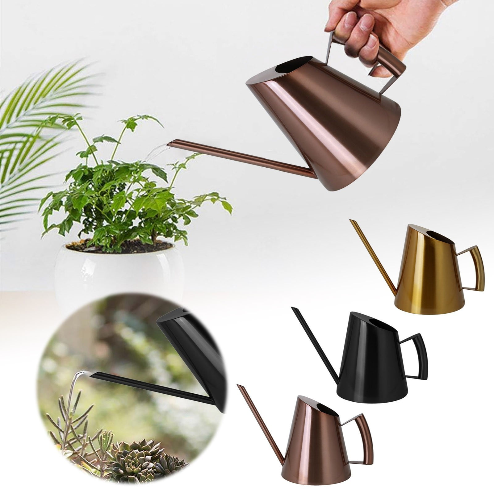 Stainless Steel Watering Can - 50oz (1500ml) Retro Design with Long Spout for Indoor/Outdoor - Rust-Resistant Metal Watering Pot for Gardens, Flowers & Succulents