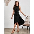 thumbnail image 3 of Elegant stylish sleeveless solid color A-line pleated dress, 3 of 5
