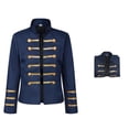 thumbnail image 2 of Sexlip Women Stand Collar Military Style Blazer Jacket Double Row Gold Stripe Button Decor Cropped Long Sleeve Costume Outer Coat For Party Stage Blue S, 2 of 6
