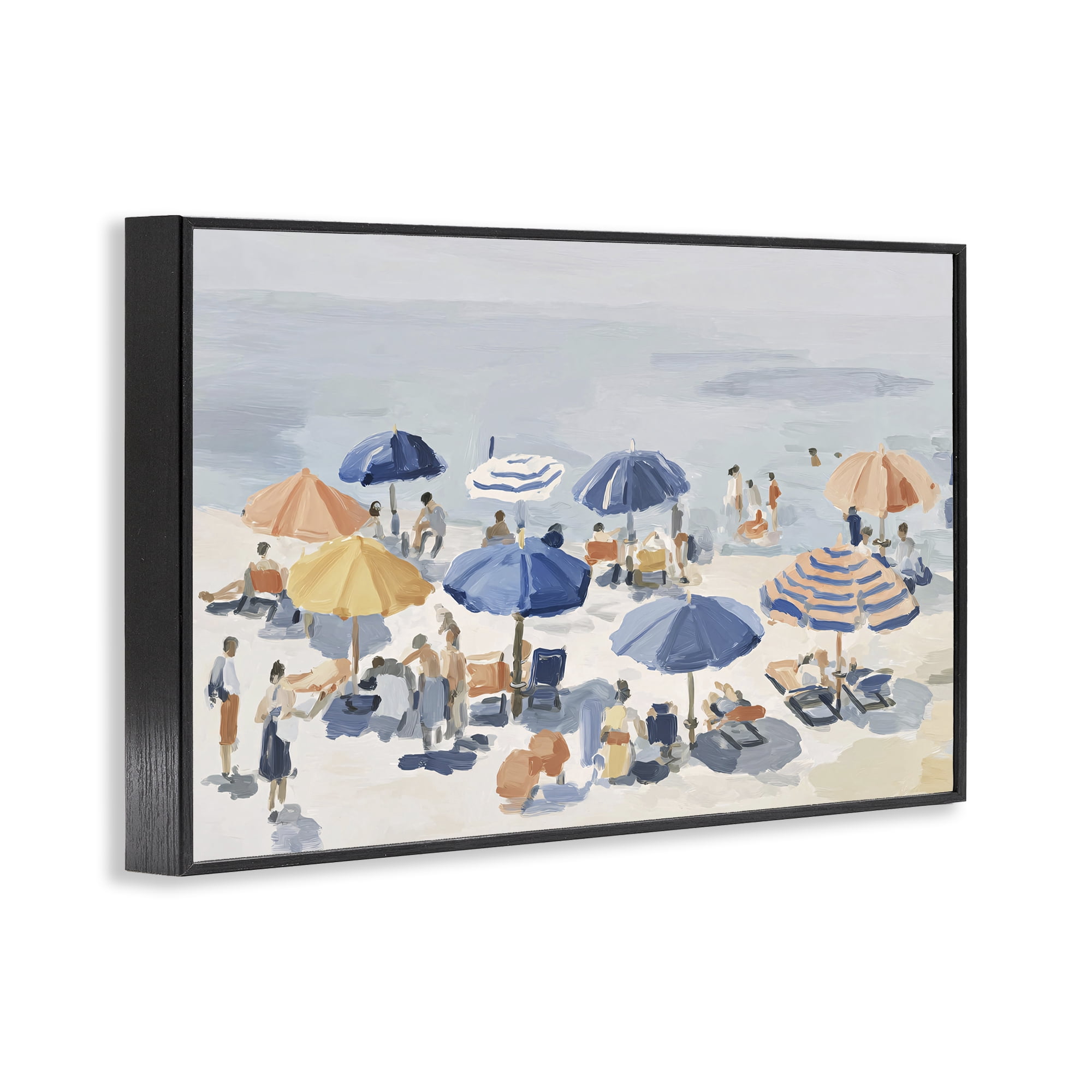 Stupell Industries Summer Fun Beach Crowd Black Framed Giclee Art, design by Jacky Ngan