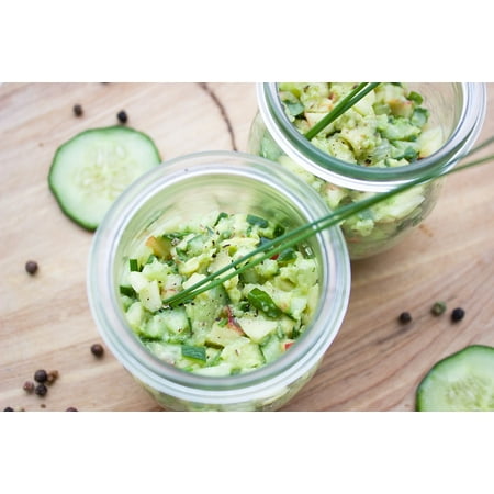 - LAMINATED POSTER Avocado Apple Vegan Cucumber Tartar Glass Chives Poster Print 24 x 36