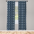 thumbnail image 3 of Ambesonne Geometric Curtains, Retro Japanese Flora, Pair of 28"x95", Dark Blue Cream, 3 of 5