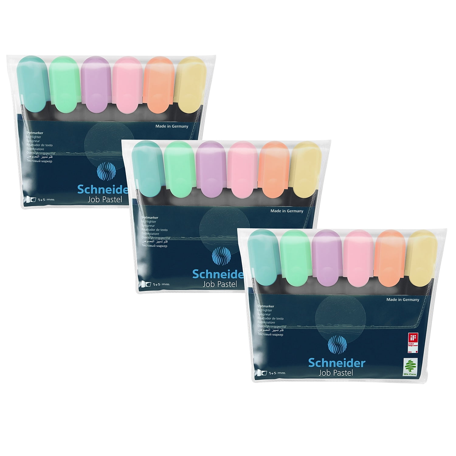 Schneider Job Highlighters Chisel Tip Assorted Pastel Colors 6 Per Pack 3 Packs (PSY115097-3)