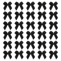 Mini Metallic Edge Ribbon Bow. 22x23mm Satin Silver Edge Ribbon Bow Appliques for Crafts DIY Hair Bows Sewing Wedding Party Christmas Decoration, (Pack of 50, Black)