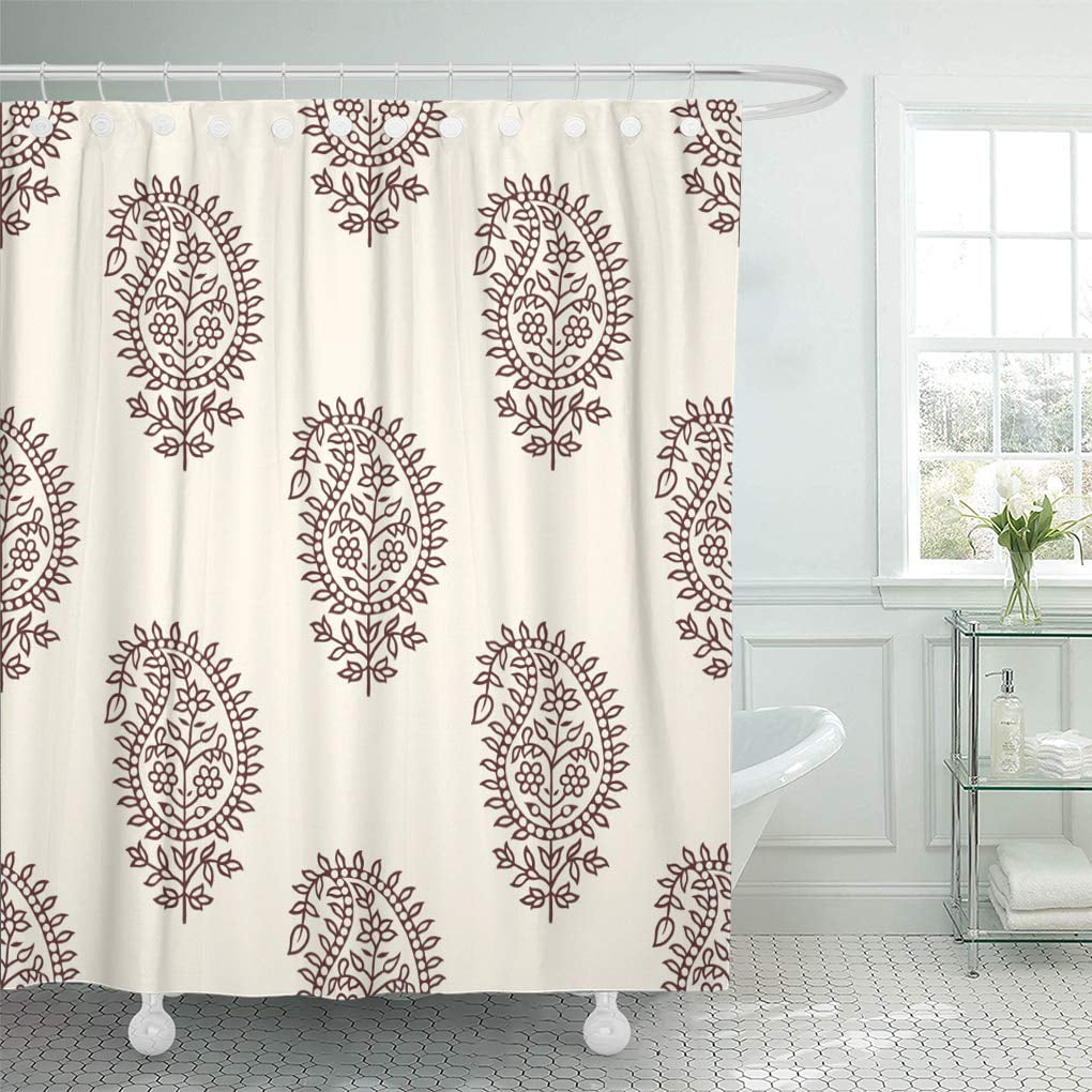 KSADK Woodblock Printed Paisley Traditional Oriental Ethnic of Maroon