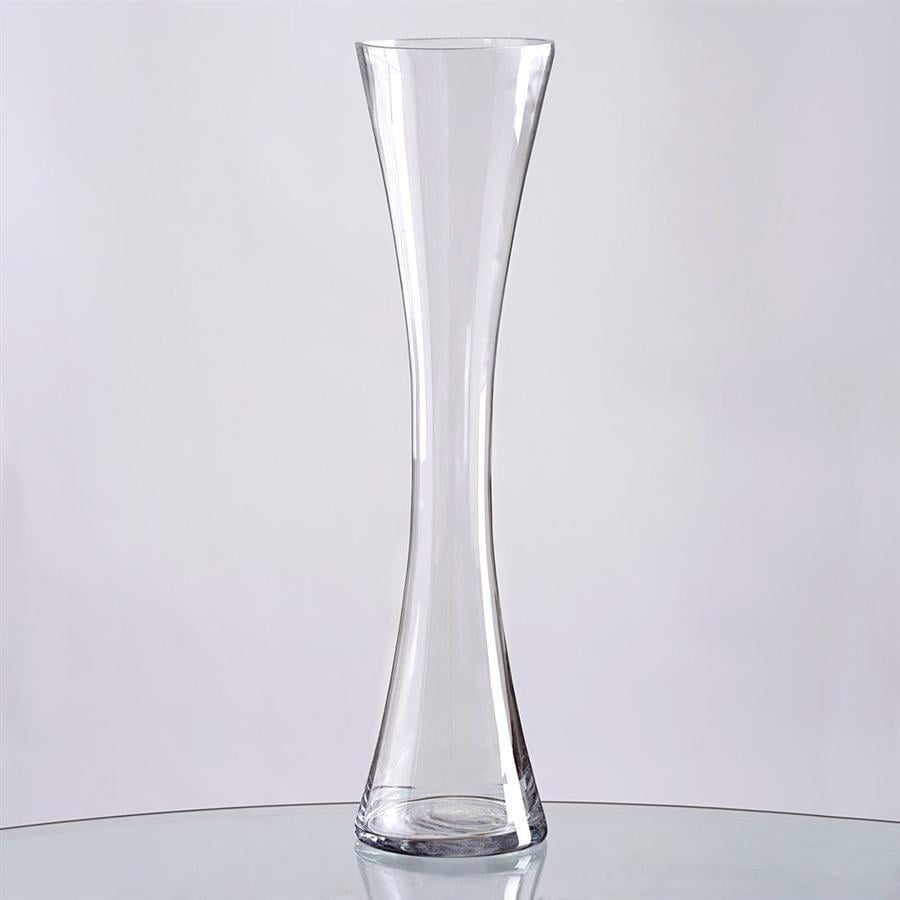 6 pcs 20" tall Clear GLASS Hourglass Shaped VASES Wedding Party CENTERPIECES 