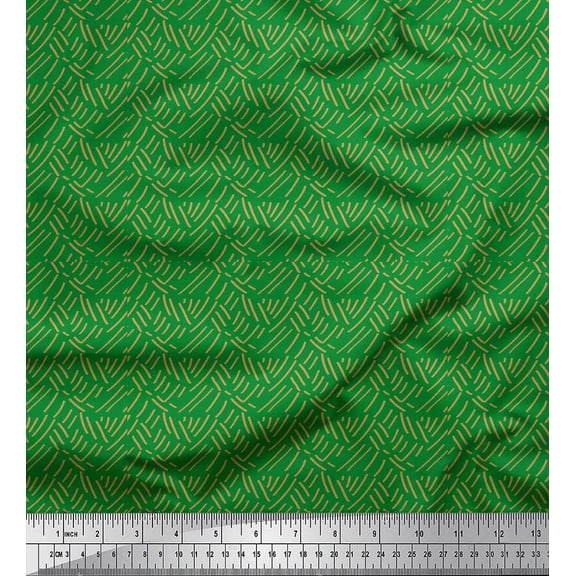 Soimoi Green Cotton Voile Fabric Brush Stroke Abstract Print Fabric by Yard 42 Inch Wide