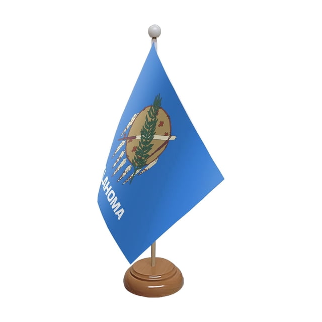 Bandera de mesa Flagtex Oklahoma 22,5 x 15 cm con base de madera