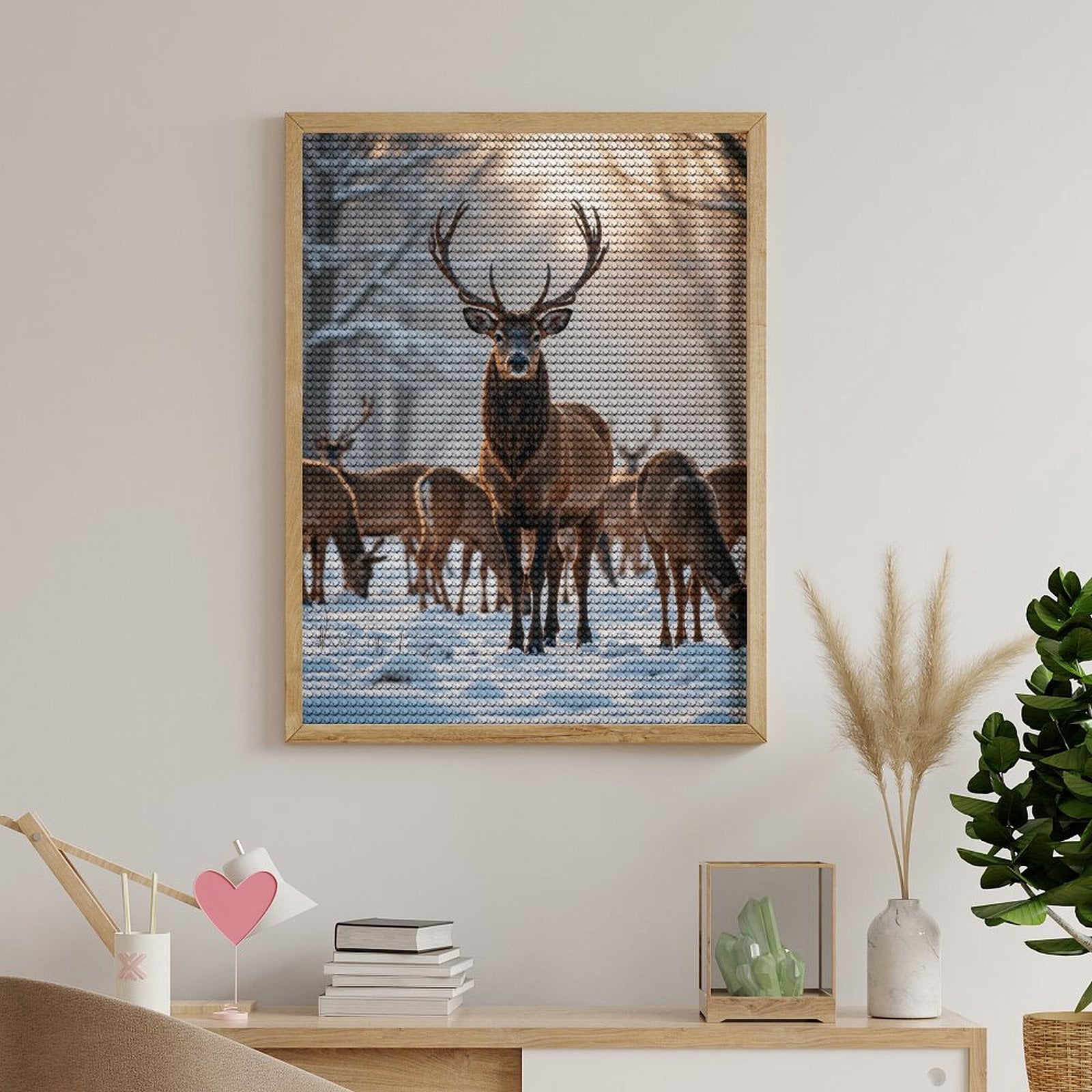 Diamond Art Kits for Adults, Deer Herd Winter Snowy Forest 5D Diamond Painting Kits for Adults Beginners, DIY Full Drill Diamond Painting, Gem Art and Crafts 12x16